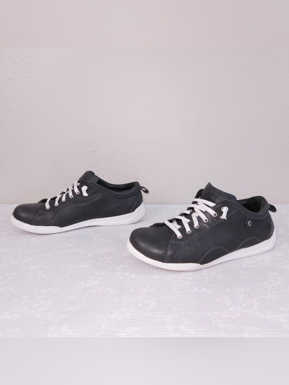 Andrea Conti Leather Sneakers Gray Lace-Up Trainers